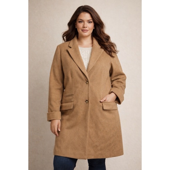 Lauren Ralph Lauren Camel Wool Coat Women's 18 Tailored Preppy Academia